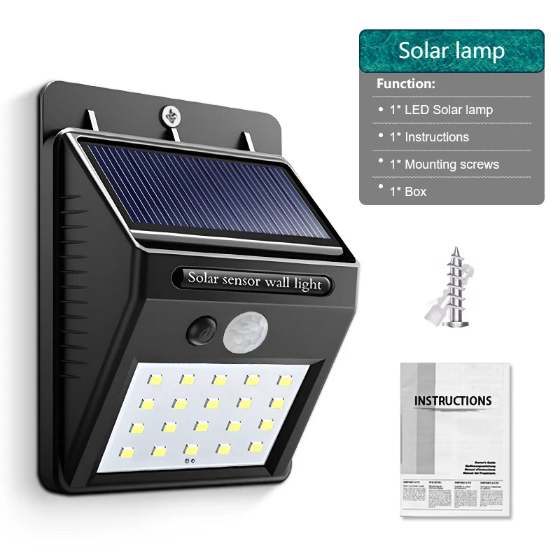 2000LM Solar Wall Light Motion Sensor Outdoor Solar Lamp LED Solar Lights IP65 Waterproof Solar Street Light Outdoor Garden Lamp