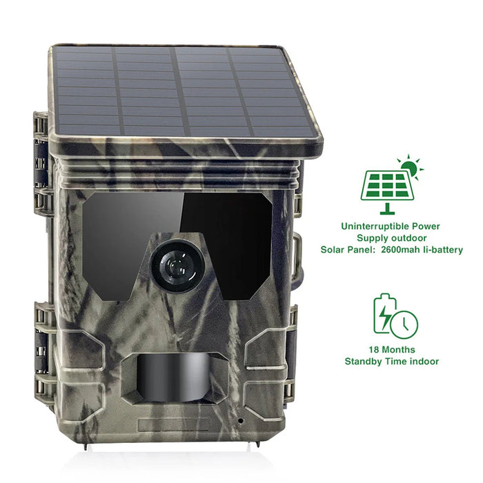 Solar Trail Camera 24MP 1080P Solar Power Hunting Camera Infrared Night Vision Wildlife Observation Camera Video Photo Recorder