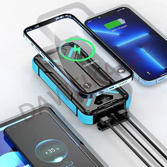 Solar Power Bank 99000mAh External Battery LED SOS Flashlight FAST Charging Portable Waterproof Powerbank for Smart Mobile Phone