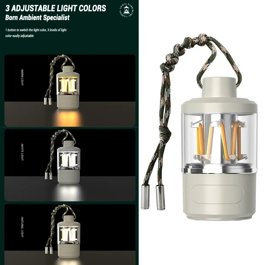 Solar Camp Lantern - IPX7 Waterproof with 360° Magnetic Base & Rechargeable