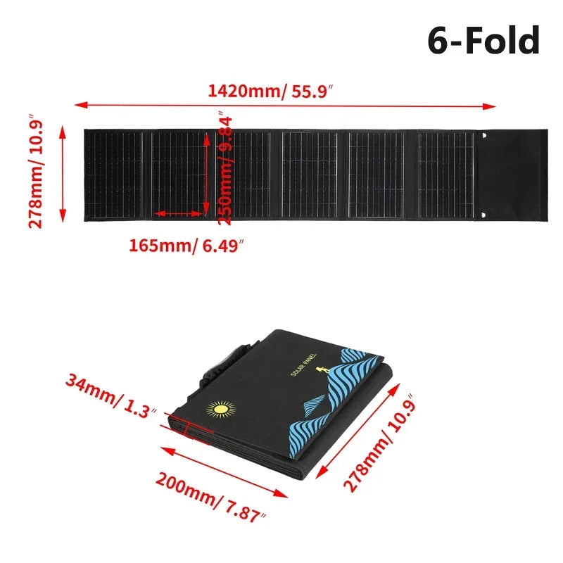 1000W Foldable Solar Panel Portable Solar Cell Folding Bag With USB+DC 18V For Outdoor Hiking Camping Mobile Phone Charging