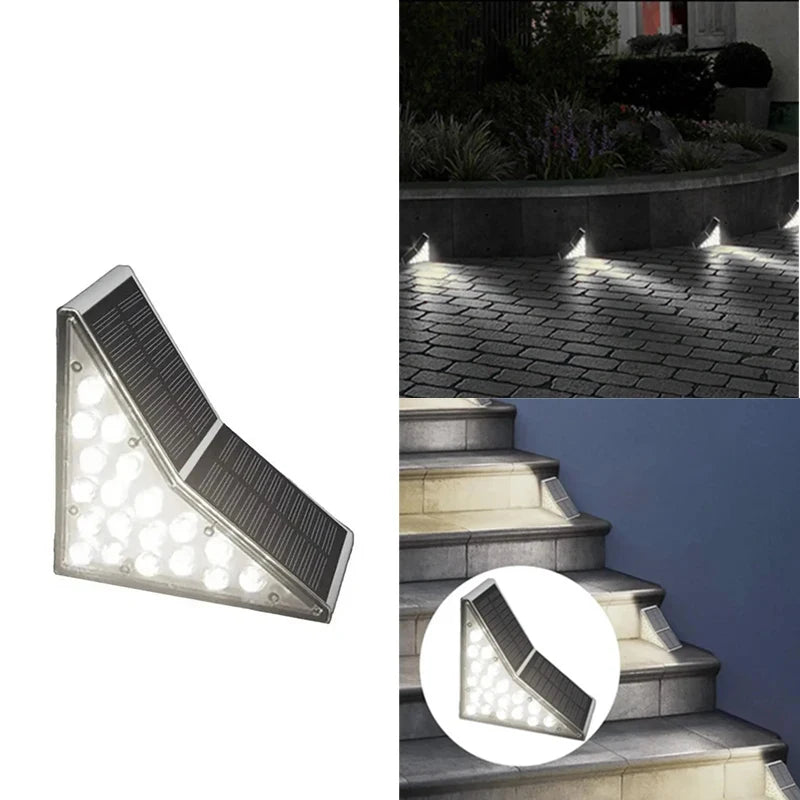 Solar Step Lights for Outside IP67 Waterproof Solar Stair Light Warm White Lighting Patio Garden Courtyard Door Sidewalk Decor