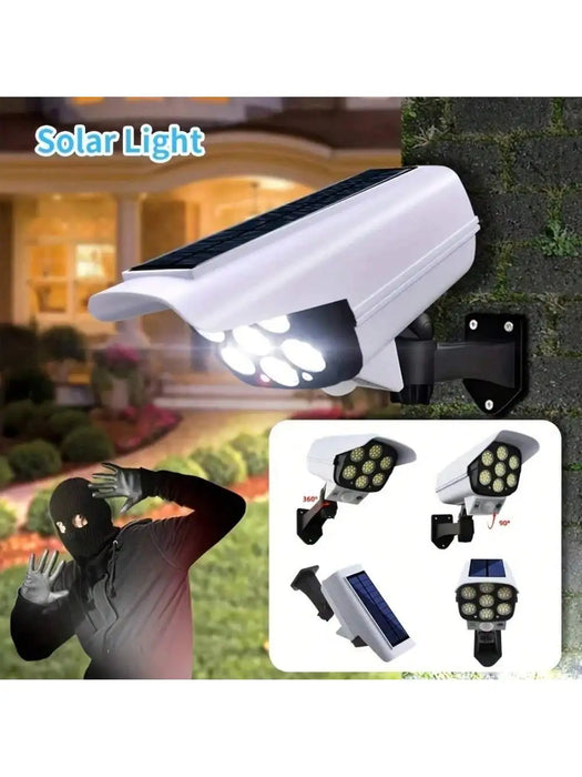 Ultra-Realistic Solar Fake Security Camera Light with Motion Activated LED&Remote Control-IP65 Waterproof Dummy CCTV Burglar Det
