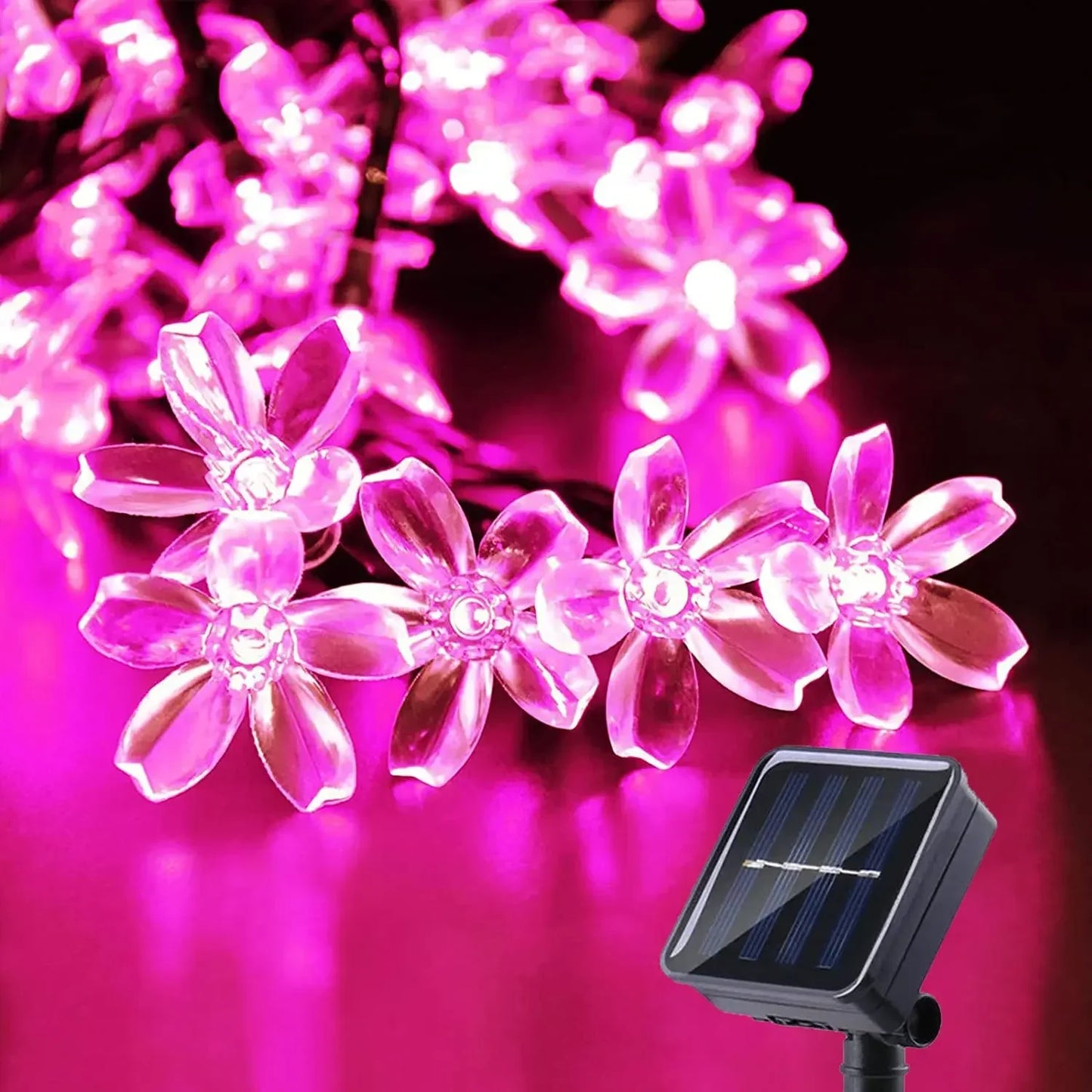 Solar Flower String Lights Outdoor Waterproof LED Fairy Lamp Decoration for Garden Fence Yard Christmas Home Party Decor