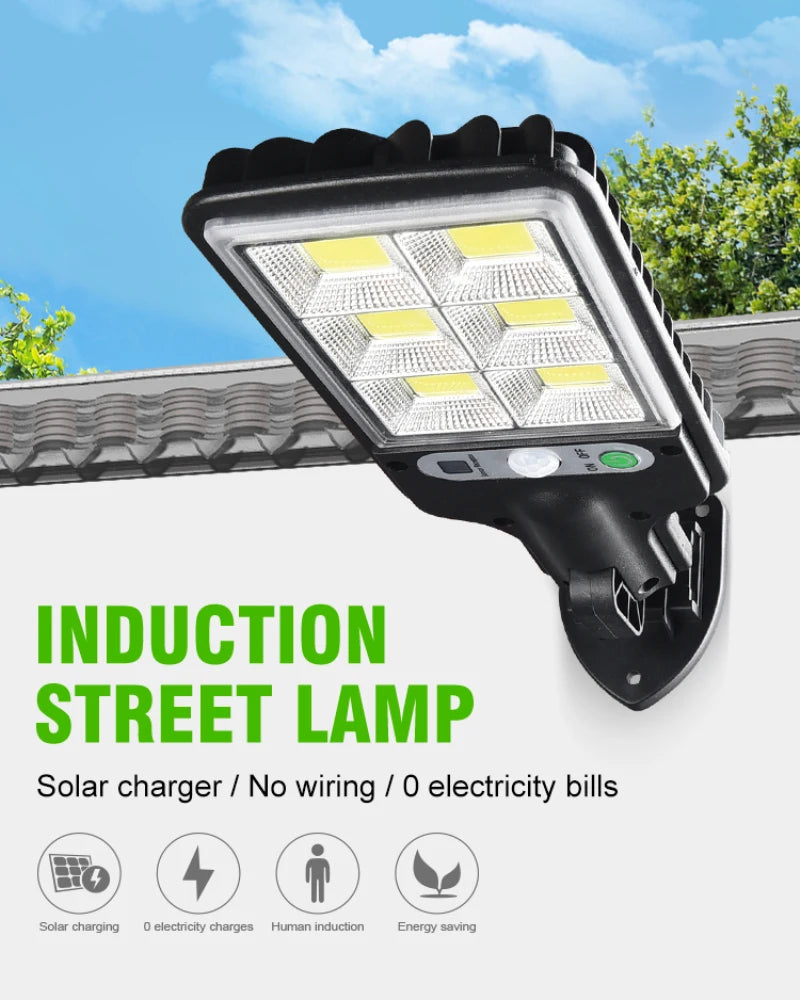 Outdoor Solar Street Lights Waterproof Motion Sensor Wall 72COB LED Lamp 3 Lighting Mode Solar Powered Lights for Garden Patio