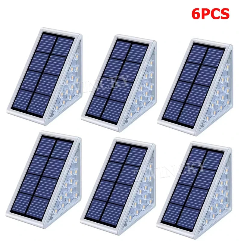Solar Step Lights for Outside White/Warm Solar Stair Light Outdoor Waterproof IP67 Solar Lights for Steps Stair Patio Yard Porch