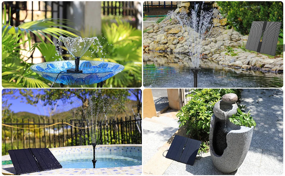20W Solar Water Pump Foldable Silicone Panels for Garden, Bird Baths, Ponds,Fish Tanks Outdoor Water Feature System with Nozzles