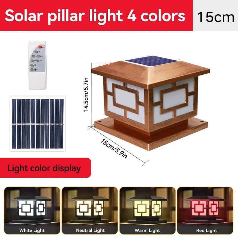 Solar Column Light Garden Solar Lamps Waterproof LED Solar Pillar Light Timed Remote Control LED Outdoor Lighting Courtyard Lamp