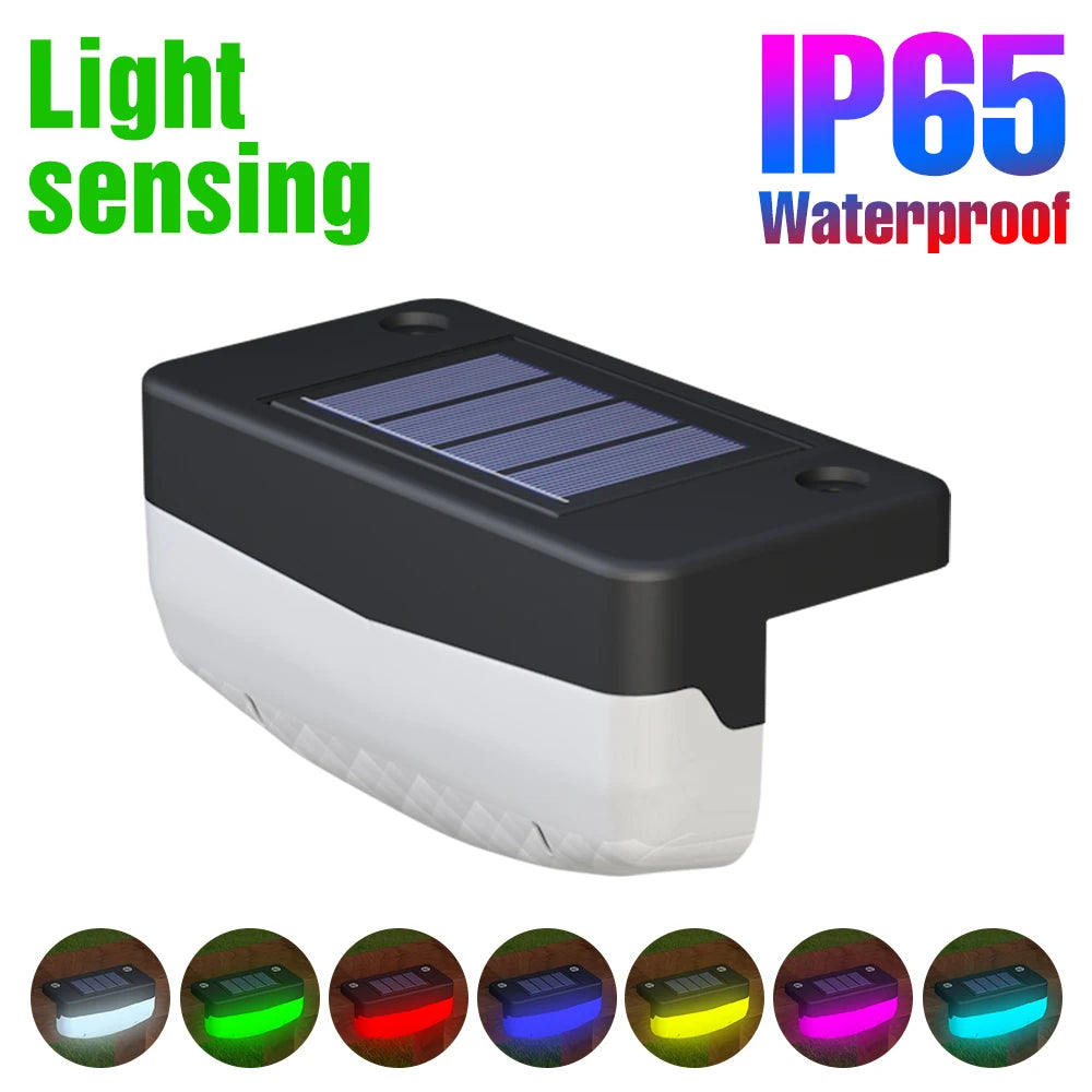 RGB LED Solar Deck Light Outdoor Waterproof Garden Step Lamp Patio Stairs Railing Courtyard Fence Decor Lighting Cold/Warm White
