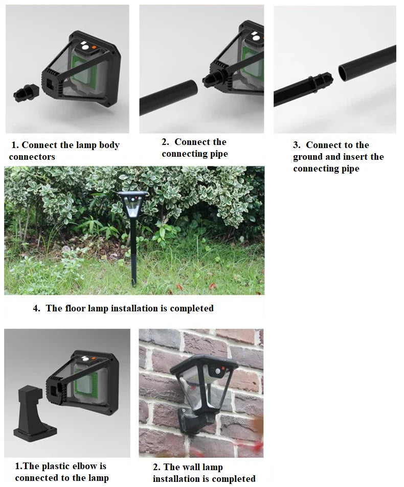 5000K Solar Pathway Garden Decor Lights Outdoor With Motion Sensor IP65 Waterproof Solar Lamp Patio Yard Lawn Sunlight Wall Lamp