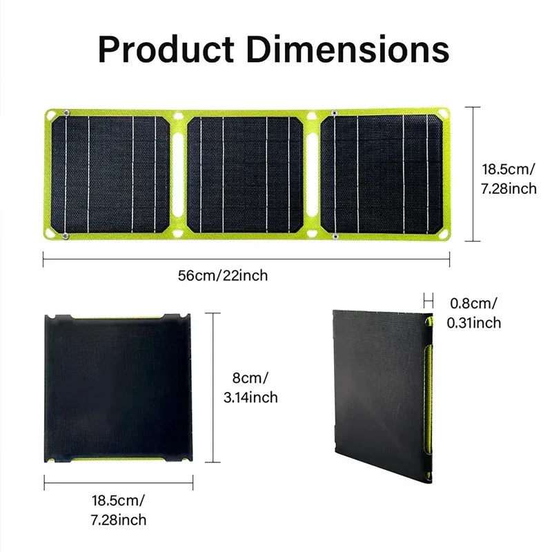 Outdoor 100W Portable Solar Panel 5V 9V 12V Foldable Solar Cell Phone Charger PD+USB For Camping Travel Fishing Power Station