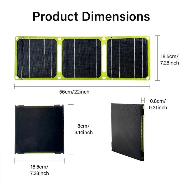 Outdoor 100W Portable Solar Panel 5V 9V 12V Foldable Solar Cell Phone Charger PD+USB For Camping Travel Fishing Power Station