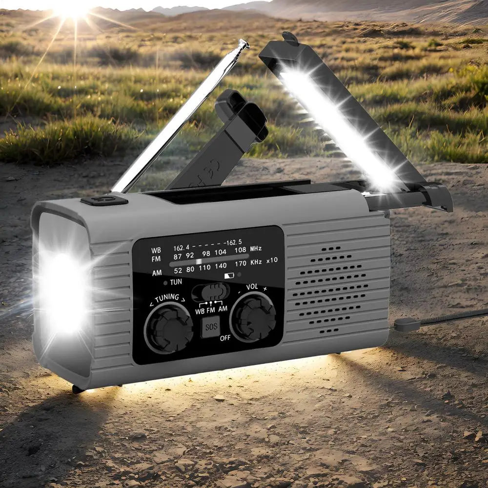Solar Hand Crank Radio AM/FM/NOAA Hand Crank Radio Battery Powered SOS Alarm Radio 3 Way Charging Survival Radio Power Banks