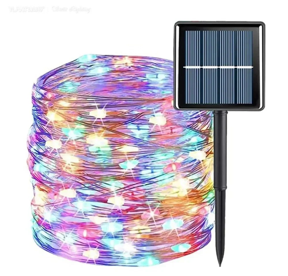 100 LED Solar Fairy Waterproof Copper Wire String Lights Christmas Party Garland Solar Power Lamp for Outdoor Garden Wedding