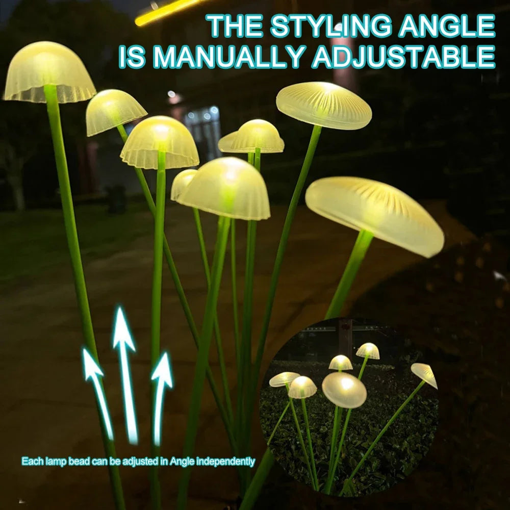 1/2/3/4PCS LED Solar Outdoor Jellyfish Swaying Lights Waterproof Garden RGB Mushroom Lawns Lamp for Patio Yard Garden Decoration