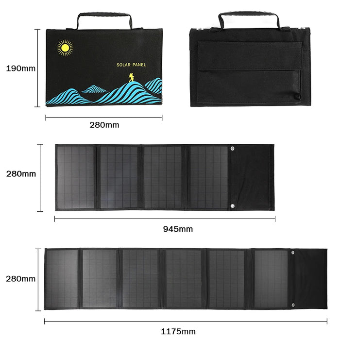 100W Solar Panel Folding Bag USB+DC Output Solar Charger Portable Foldable Solar Charging Device Outdoor Portable Power Supply