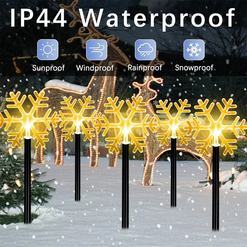 Solar Christmas Pathway Lights 5 Pack Solar Christmas Decor Star LED Lights Outdoor Waterproof Stake Lights Garden Walkway 731