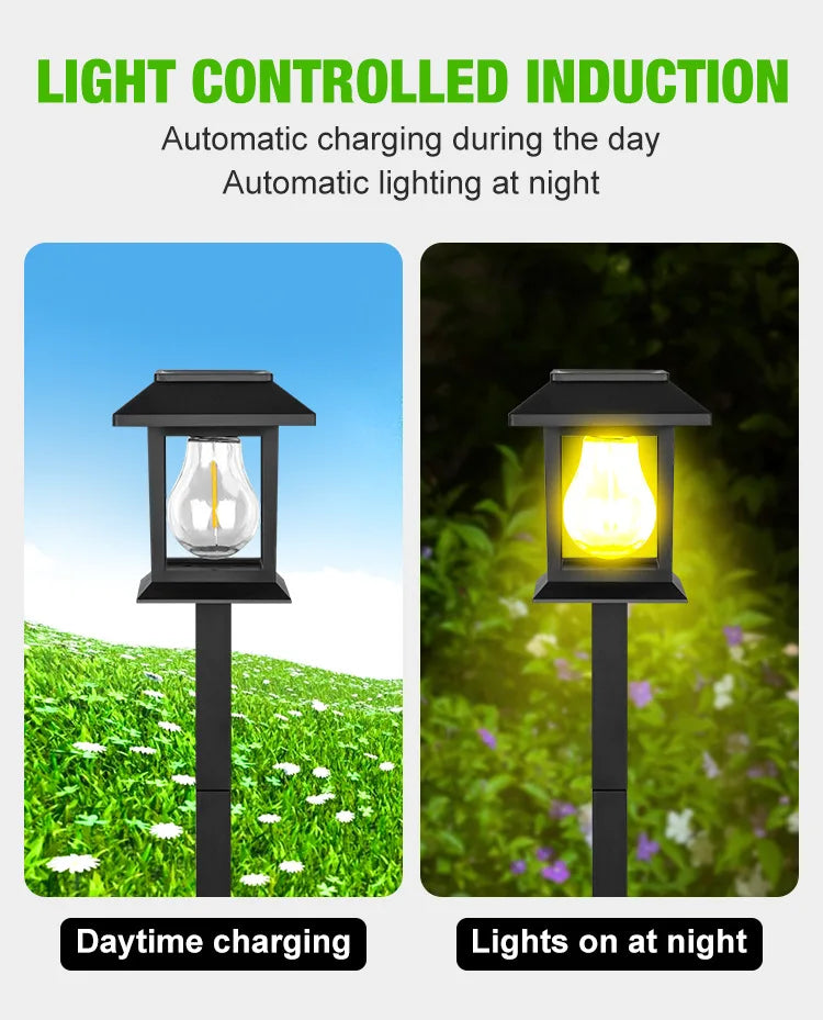 2 Pack Solar Pathway Light Outdoor Garden Lantern Waterproof Lighting Landscape Light Yard Patio Walkway Driveway Camping Decor