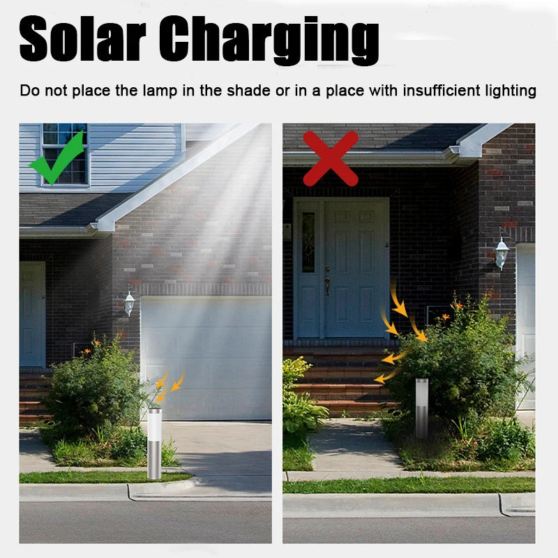 Solar Garden Pathway Lights Outdoor LED Lighting Ground Plug Bollard Light for Patio Gardens Pathways Lawn Yard