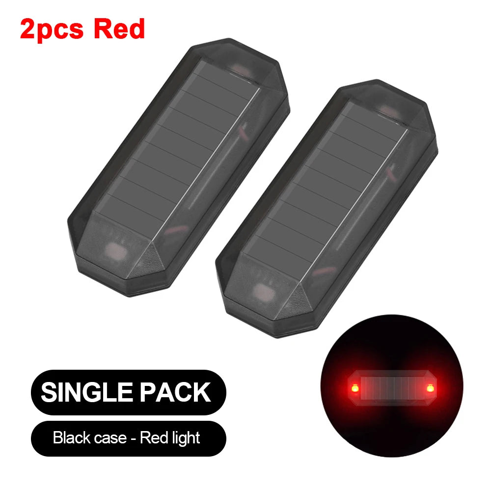 2Pcs Car Solar Warning Light Wireless Anti-Theft Alarm Light Anti-Rear Collision Smart Flash