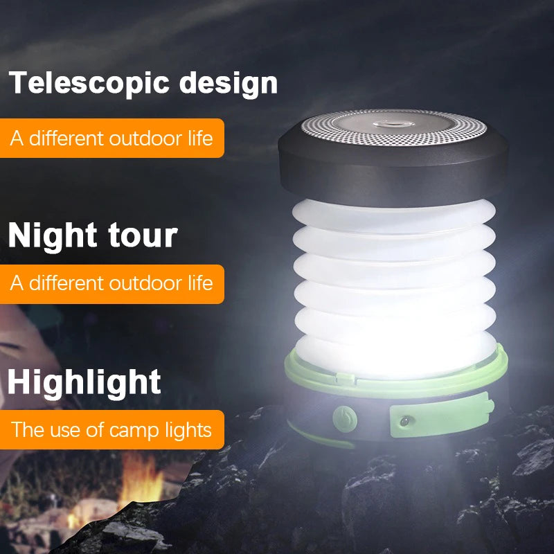 Camping Light Solar Rechargable Foldable Portable Lantern Power Bank Waterproof Flashlight Solar Lamp Camp Outdoor 