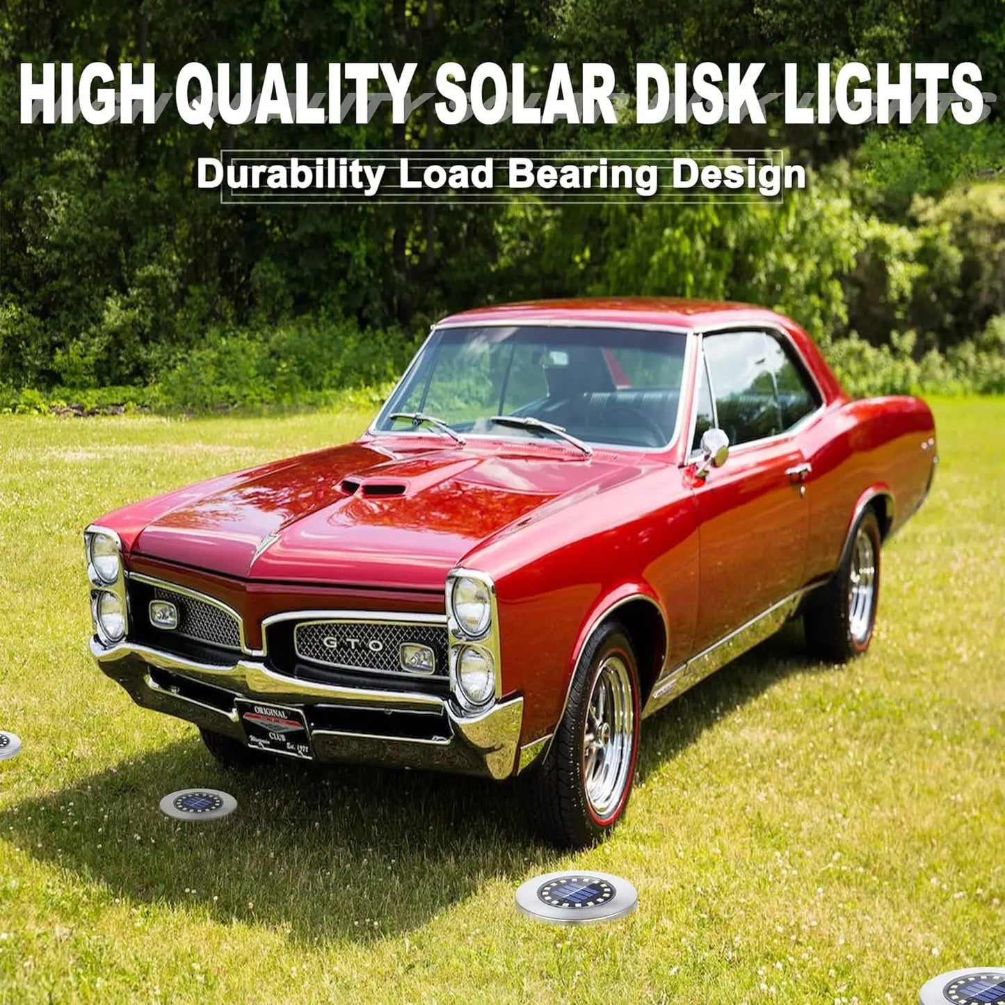 Solar Ground Lights Outdoor Decorations, 12LED Solar Garden Lights Waterproof, Solar Disk Lights for Yard, Pathway, Lawn, Patio