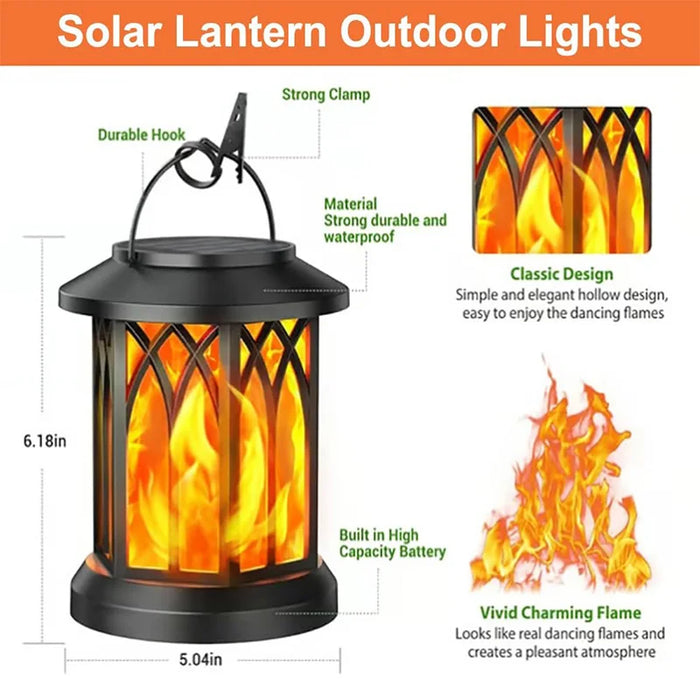 Dancing Flame Solar Lantern Outdoor Solar Flame Lamp Clip Lantern Landscape Pendant Lamp High-power Street Lamp Courtyard Lights