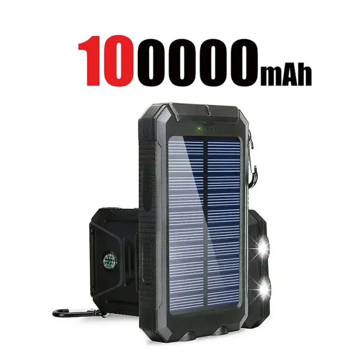 200000mAh Solar Power Bank Fast Charging Outdoor Large Capacity External Battery PowerBank Flashlight For iPhone Huawei Xiaomi