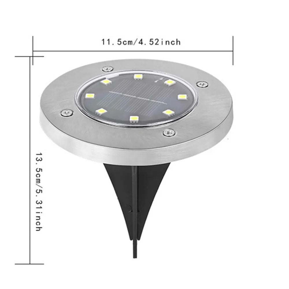 4 Pcs 8LED Solar Power Disk Light Outdoor Garden Solar Underground Light Deck Light Spotlight Buried Solar Led Lamp
