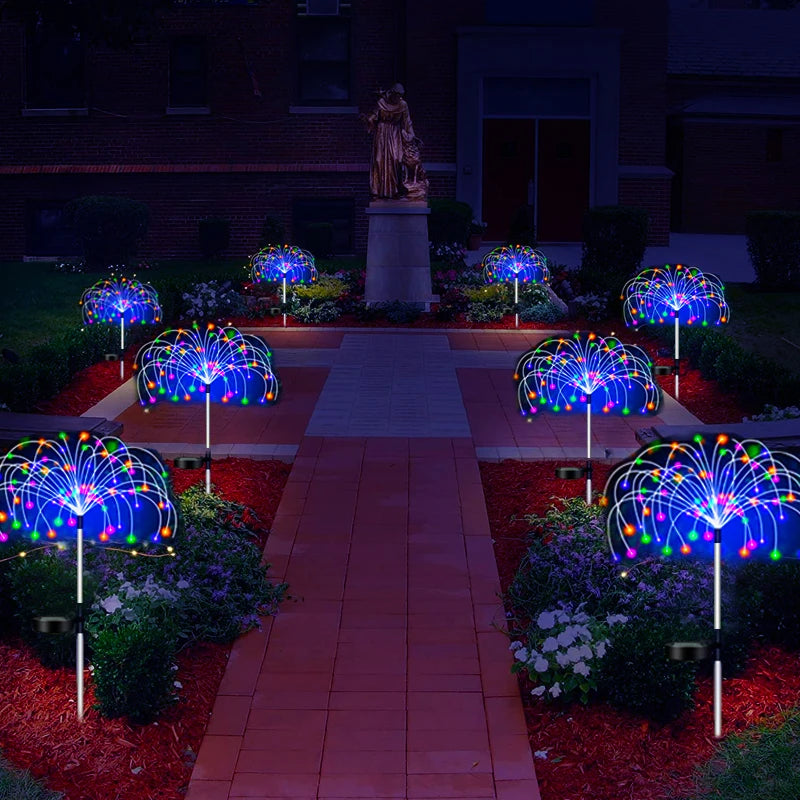 Solar LED Pathway Lights Outdoor Waterproof Garden Decor Firework Fairy Solar Lawn Lamp For Patio Walkway Yard