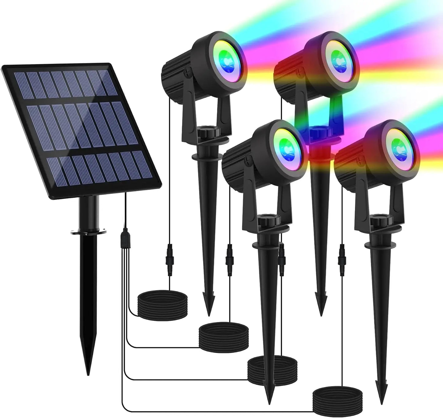 1/2/4/6 LEDS RGB Solar Spotlight IP65 Waterproof Color Changing Outdoor Garden Light For Landscape Tree Solar Street Wall Lamp