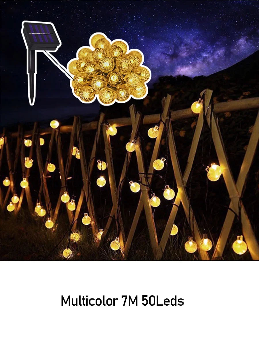 Solar Crystal Globe Ball Fairy Lamps 8 modes String Lights Outdoor Waterproof Solar Powered Patio Light for Garden Party Decor