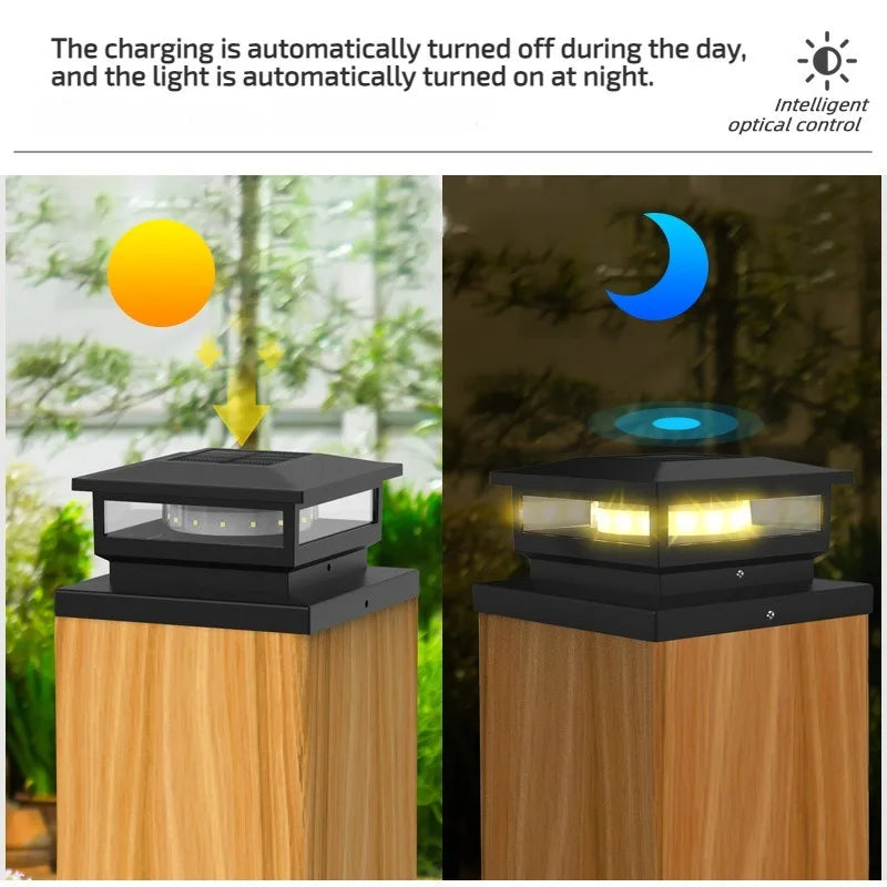 Solar Light Outdoor Waterproof Solar Post Light Villa Column Lamp Fence Gate Pillar Head LED Lamp For House Gate Patio Garden
