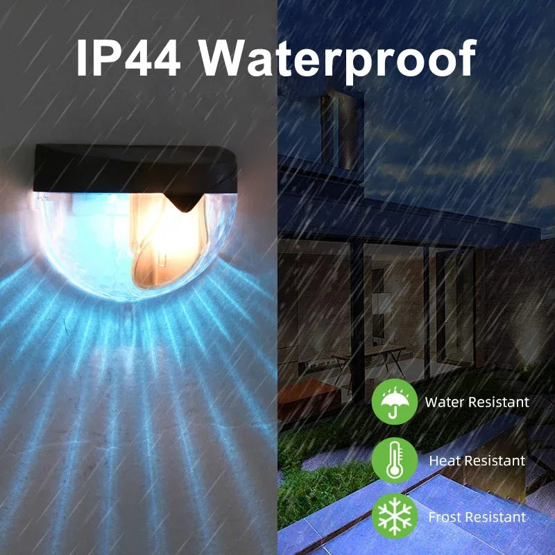 1Pcs Solar Fence Light LED Semicircular Wall Light Waterproof Outdoor Lighting Garden Decoration Path Porch Yard Garden Fence