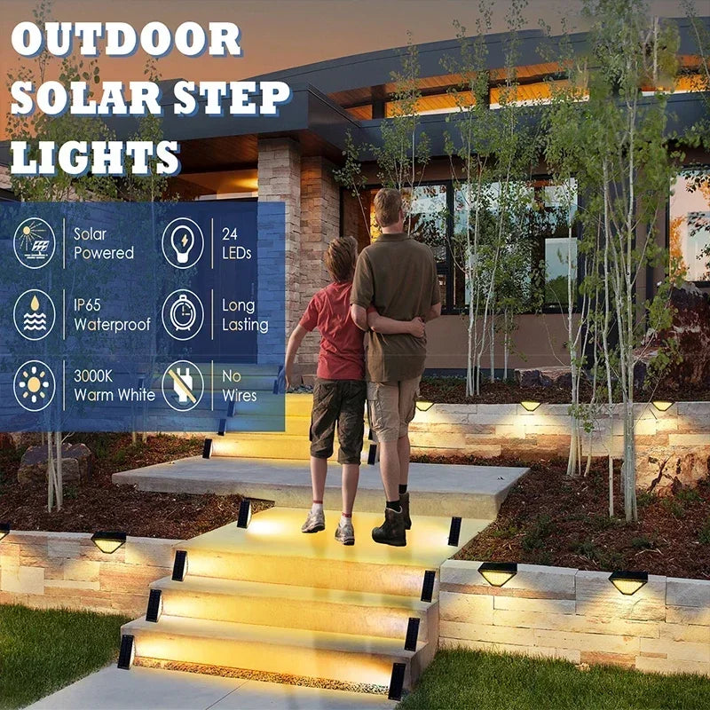 Solar Deck Lights Fence Lights Outdoor Step Lights Waterproof Solar Lights for Railing Stairs Step Fence Yard Patio and Pathway