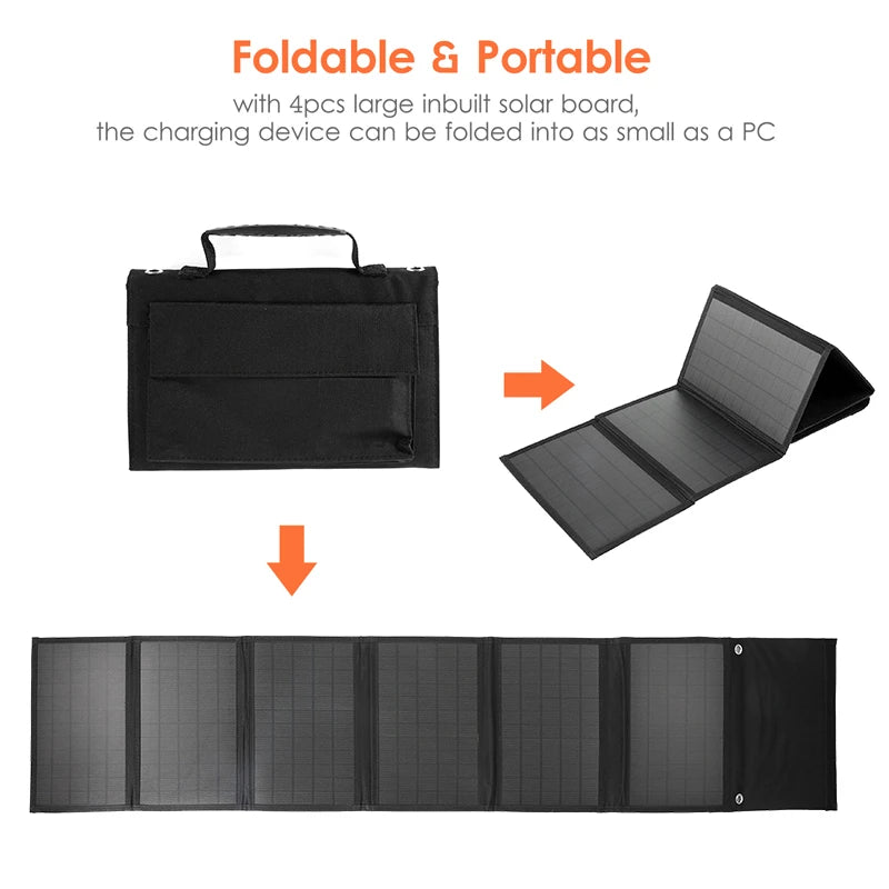 100W Solar Panel Folding Bag USB+DC Output Solar Charger Portable Foldable Solar Charging Device Outdoor Portable Power Supply