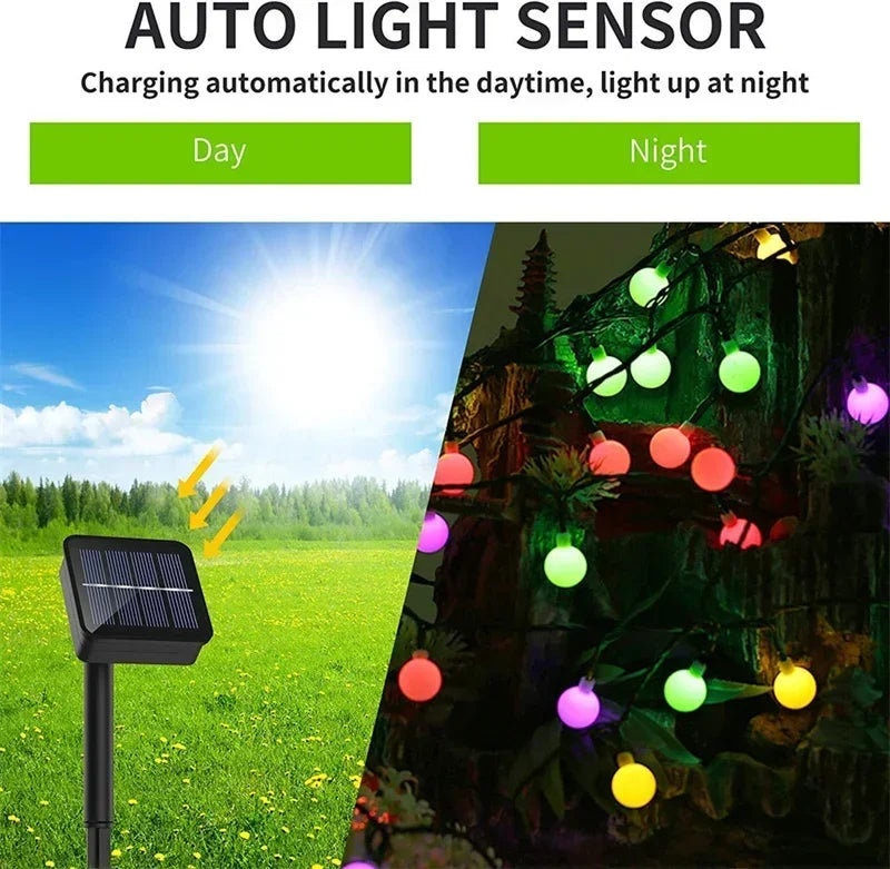 20/50/100LED Solar Outdoor String Lights Round Ball Solar Globe Lights for Garden Patio Holiday Party Christmas Decoration