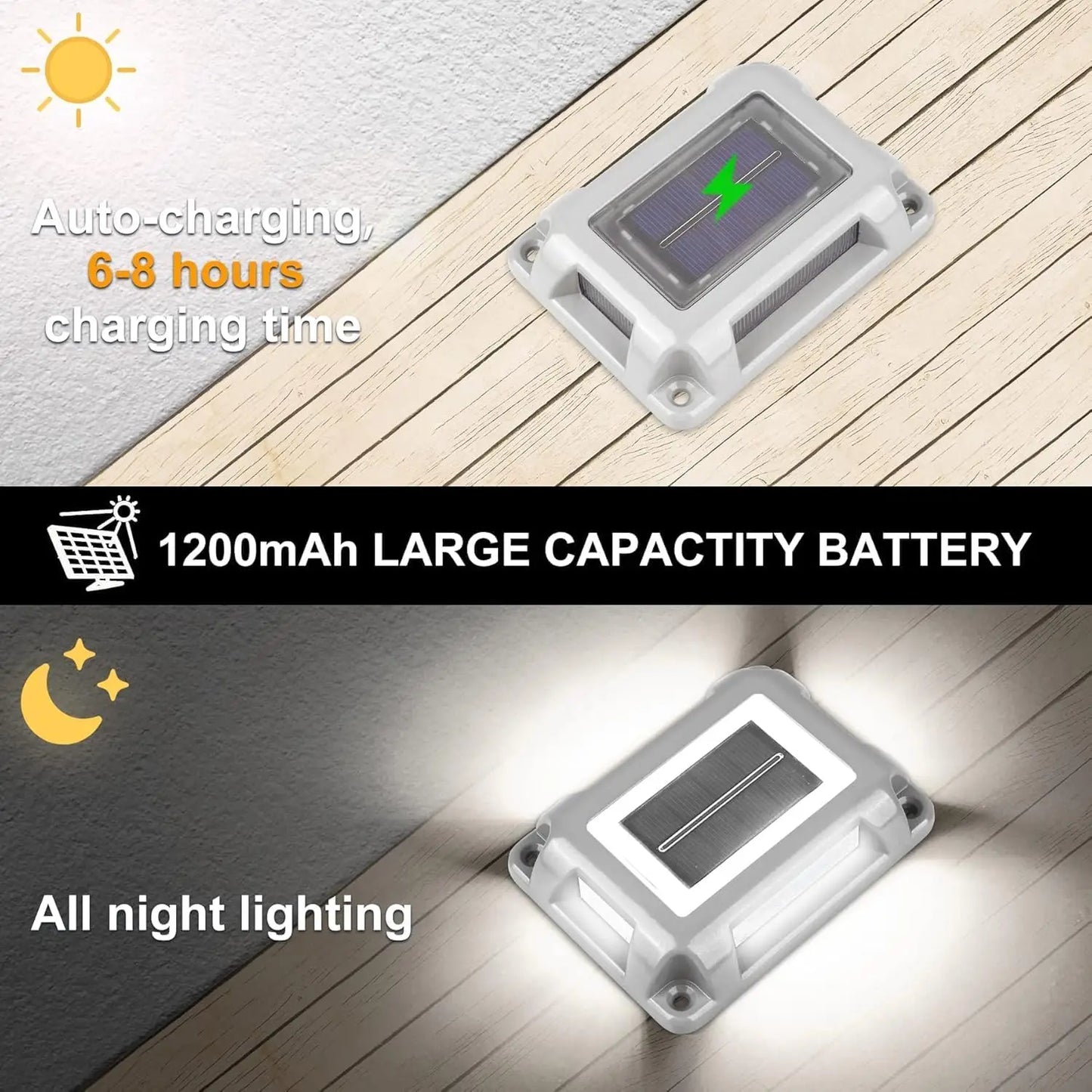 1pc 6LED Outdoor Deck Lights Solar Garden Step Lighting IP65 Waterproof For Stairs Patio Pathway Yard Fence Wall Lamp