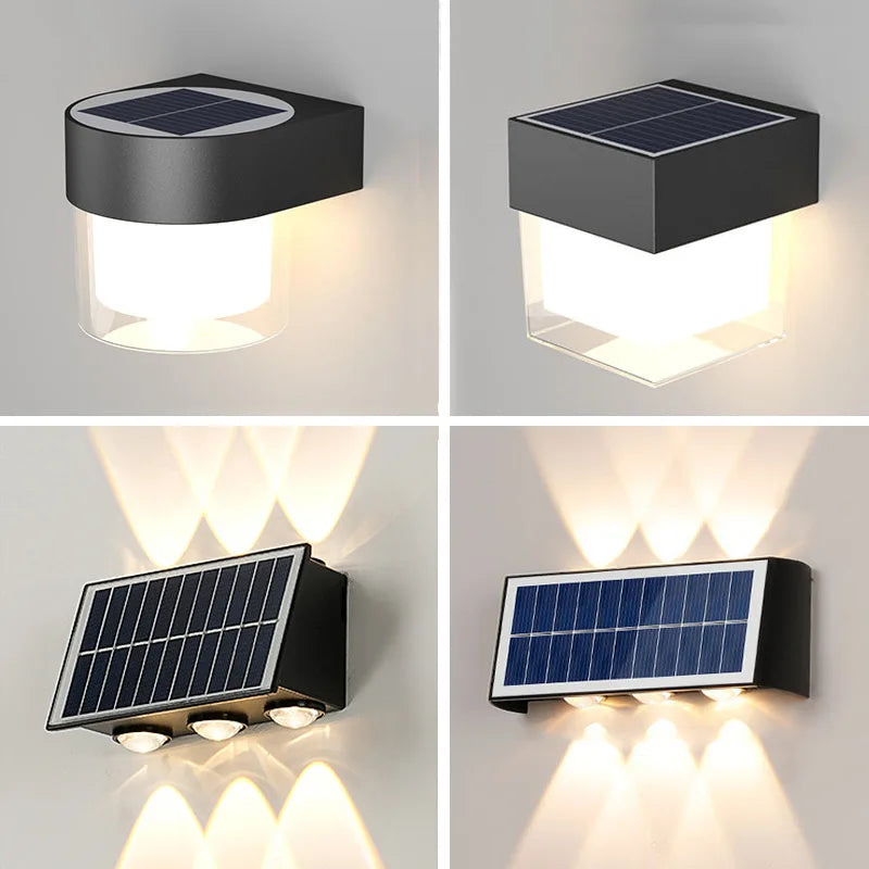 Solar LED Wall Lights Outdoor Solar Lamp Solar Powered Sunlight Street Light Garden Courtyard Waterproof Wall Light