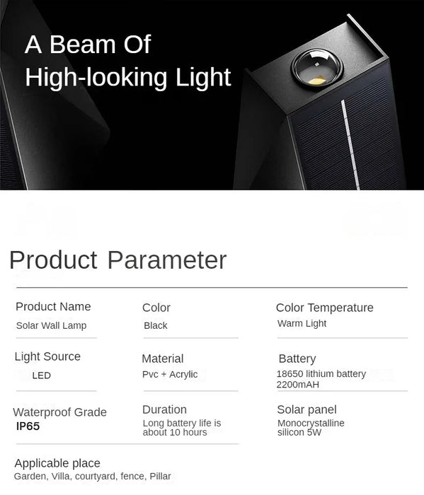 Solar Wall Lights Outdoor Garden Lighting External Solar Powered Led Outdoor Lamp Wall Sconces Yard and Garden Decors Decoration