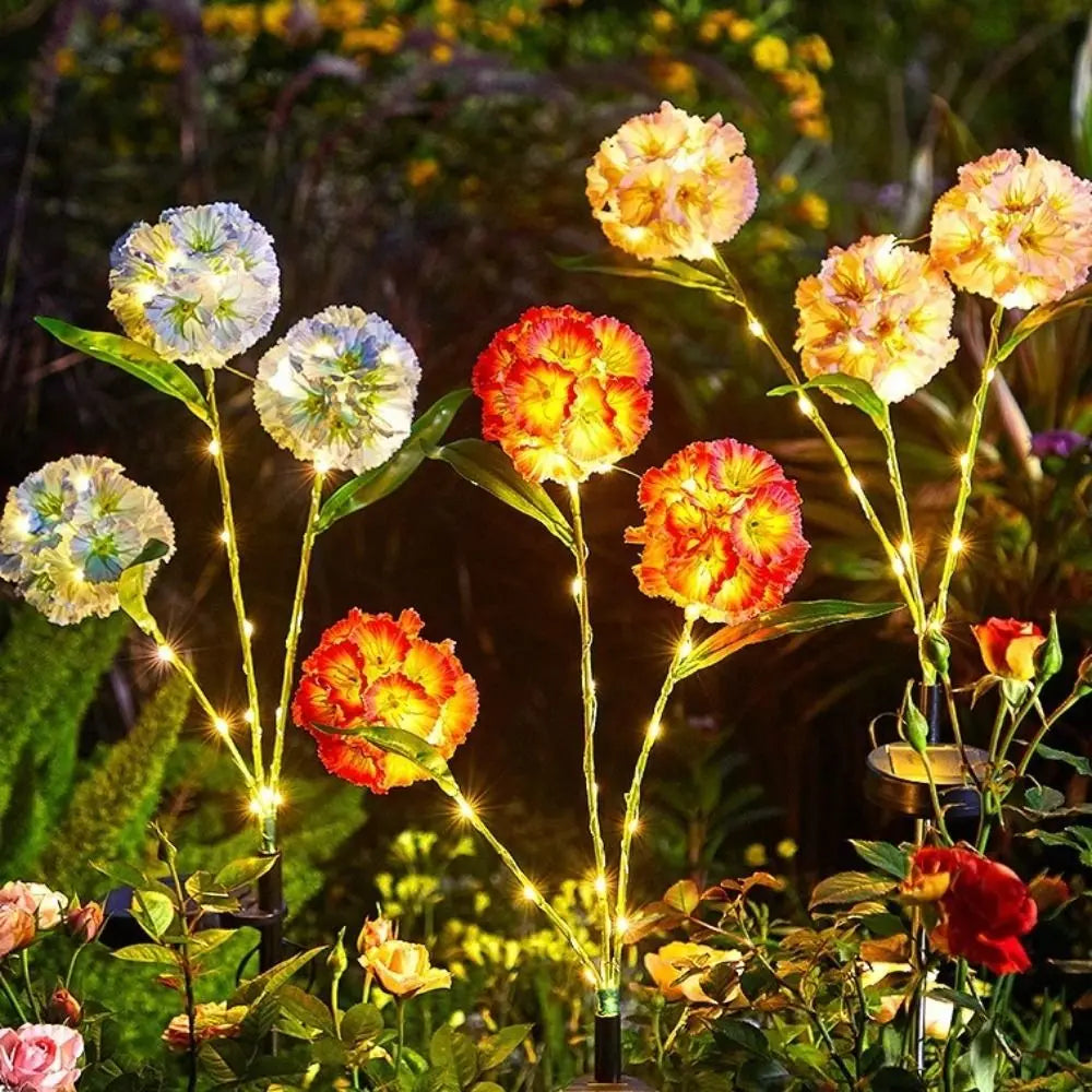 Waterproof Solar Flower Light with 3 Head Ground Mounted Simulation Flower Lamp Intelligent Light Sensing Warm light