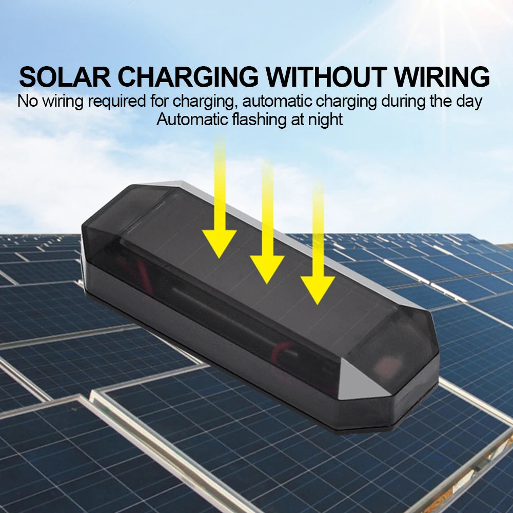 2Pcs Car Solar Warning Light Wireless Anti-Theft Alarm Light Anti-Rear Collision Smart Flash