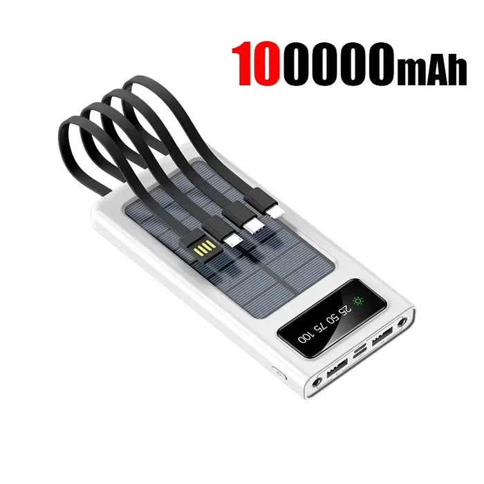 200000mAh Solar Power Bank Large Capacity Mobile Charging Outdoor Fast Charging 2 LED Light Suitable For iPhone Xiaomi Huawei