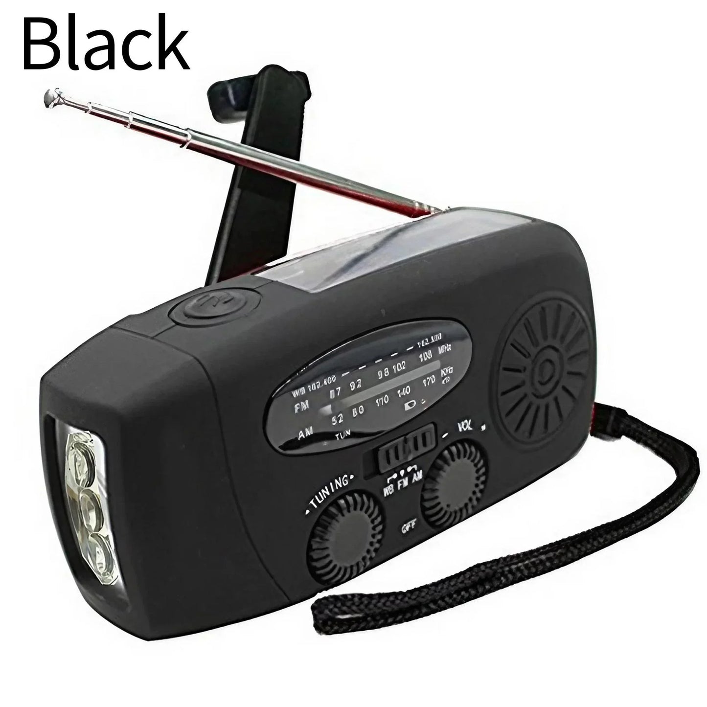 Portable Solar Powered Emergency Radio Hand Crank FM AM NOAA Weather Radio with LED Flashlight and Power Bank for Outdoor Use