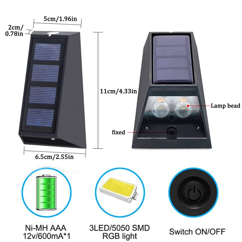 NEW Solar Wall Lights Outdoor Waterproof Street Decoration Wall Lighting LED Solar Power Porch Lamp For Villa Patio Garden