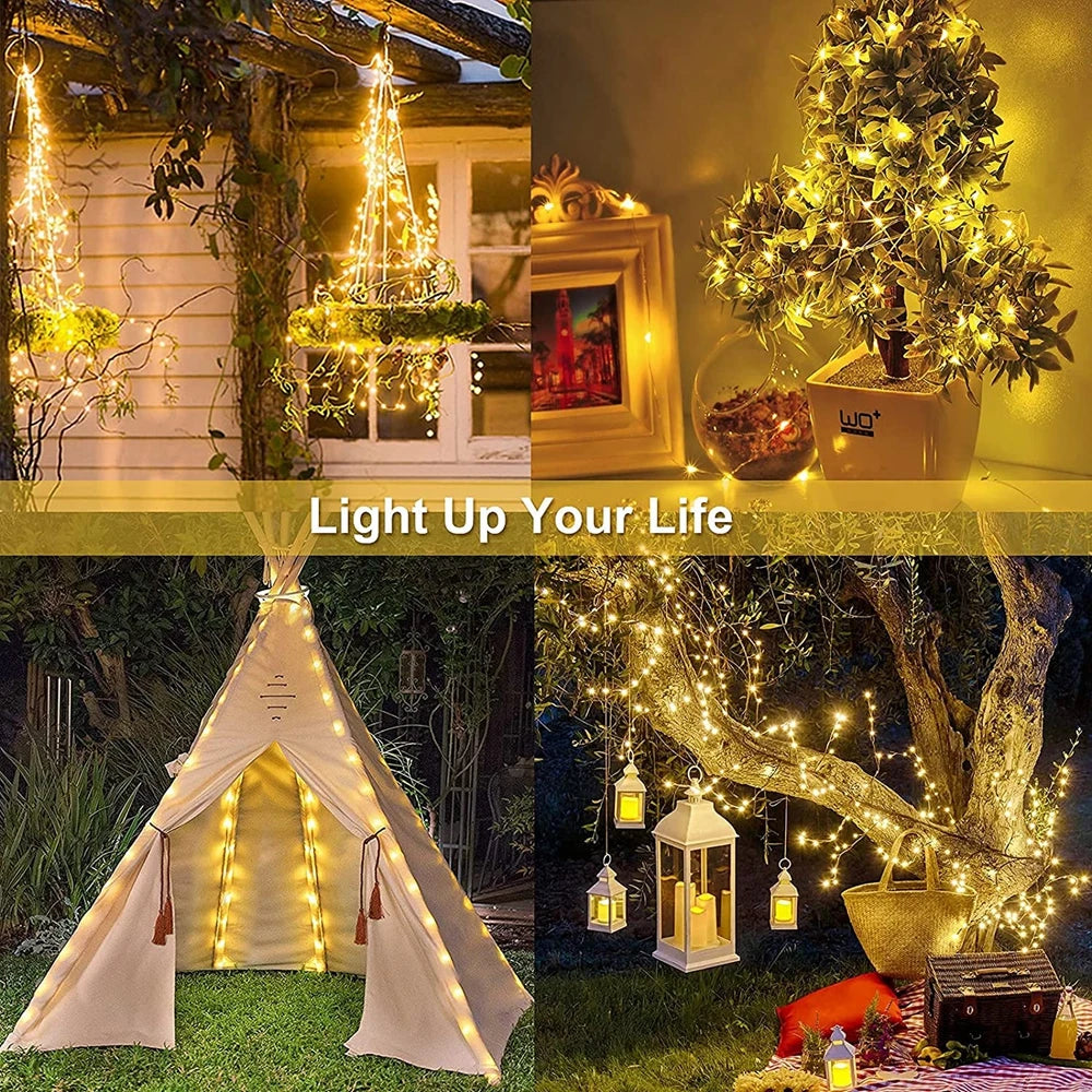 12m Solar String Lights for Outside, Solar Light Outdoor Twinkle Solar Fairy Lights for Tree Christmas Wedding Garden Decoration