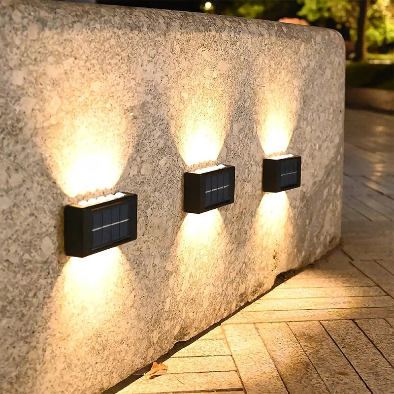 1~4Pack Solar Wall Lights Outdoor 16LED Waterproof Lamp Up And Down Convex Lens Lighting For Garden Landscape Balcony Decoration