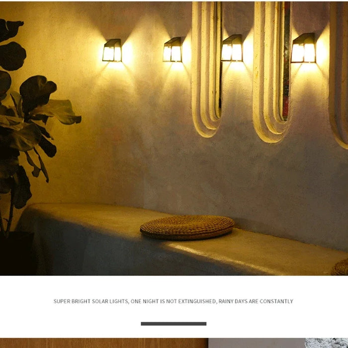 Solar Wall Light Outdoor Waterproof Sunlight Pathway Fence Lamp Yard Luminous Wall Washer Garden Decoration Tungsten Light Bulb