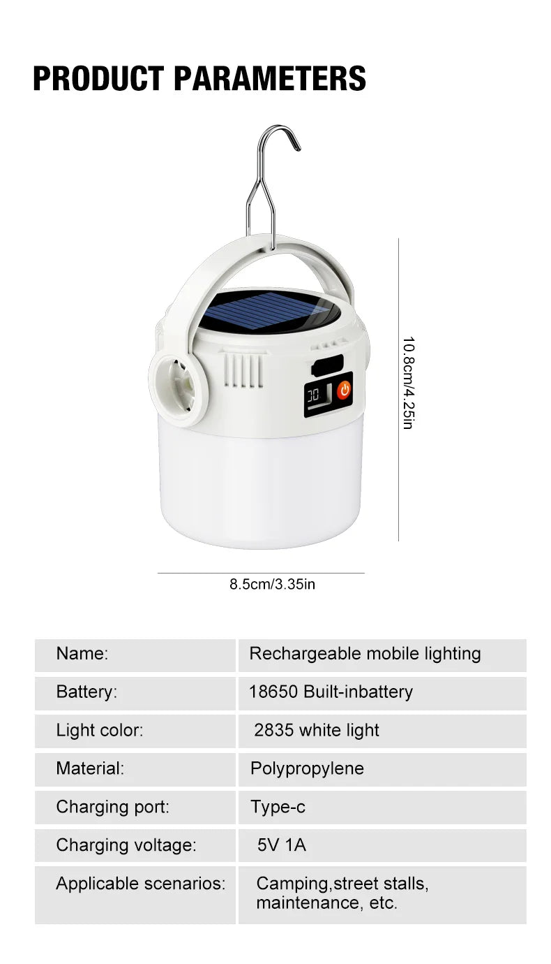 Solar Camping Lights Lightweight Led Camping Lantern Waterproof Foldable Lights For Outdoor Home Hiking Night Use