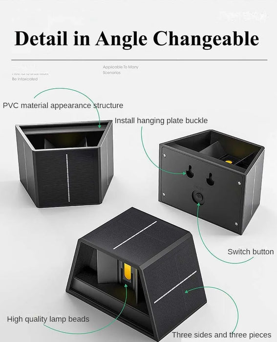 Solar Wall Lights Outdoor Garden Lighting External Solar Powered Led Outdoor Lamp Wall Sconces Yard and Garden Decors Decoration